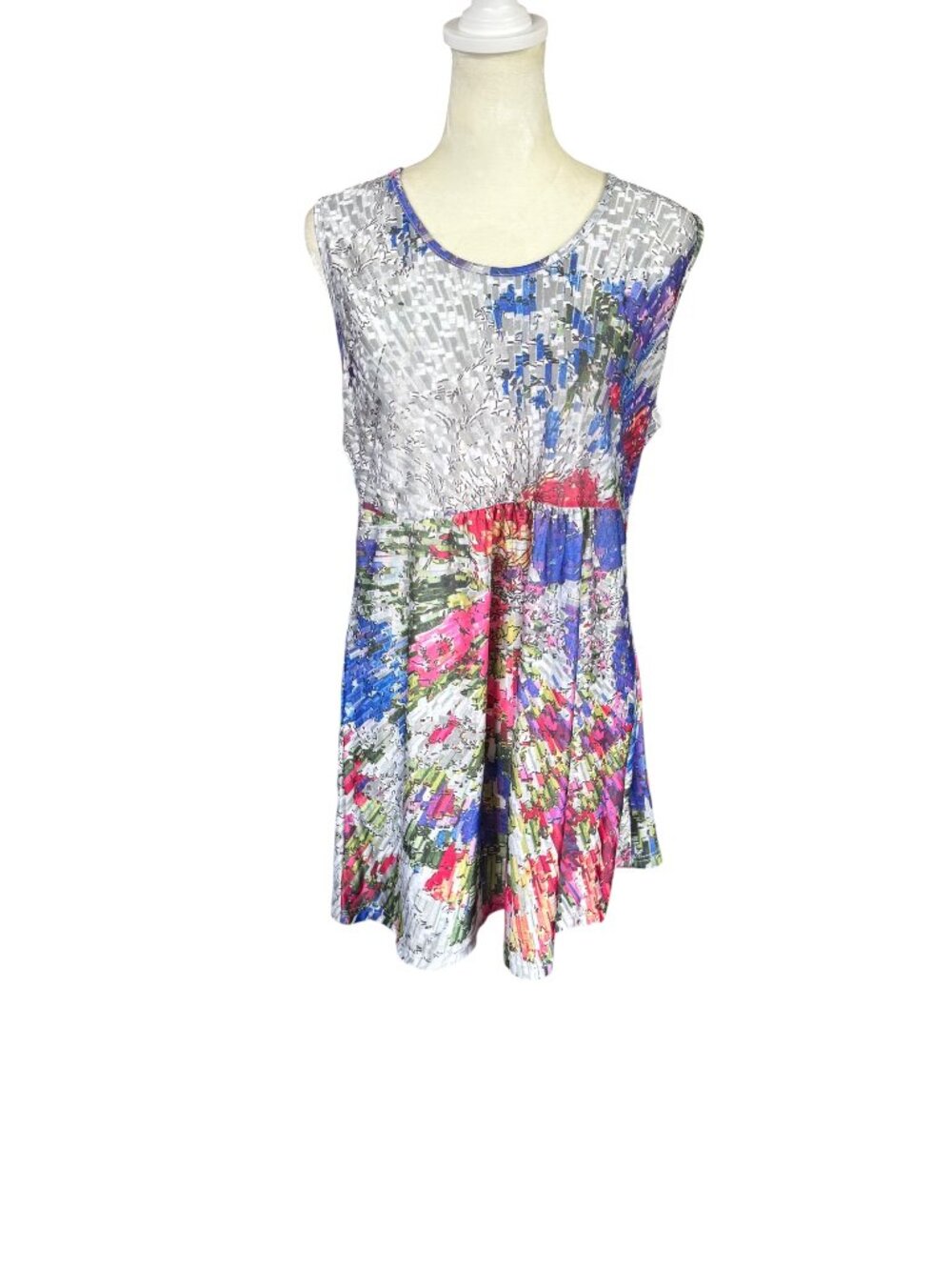 Simply Aster by Firmiana multicolored watercolor print tunic top/dress 1X